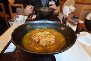 vegan tempura curry udon at Mimikou in Kyoto