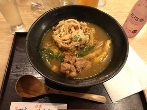 Kitsune with tempura veggies and soy nuggets at Mimikou in Kyoto