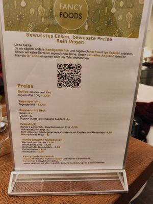 Menu at Fancy Foods in Wuppertal