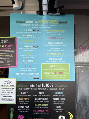 Menu excerpt, 8/24/25  at J.Bar in Harwich Port