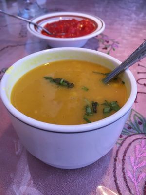 Dal soup served with Lunch dishes at Amrit Palace Indian Restaurant in Ocala