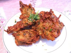 Bhujia - Vegetable Fritters with Onion, Green Pepper, Potatoes, and Spinach at Amrit Palace Indian Restaurant in Ocala