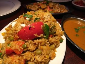 Chick pea dish with curry at Amrit Palace Indian Restaurant in Ocala