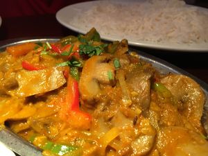 Mushroom dish with rice at Amrit Palace Indian Restaurant in Ocala