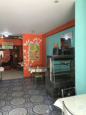 inside at Restaurante Vegetariano El Eden in Cajamarca