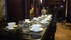 peaceful space at San May Vegetarian in Hue