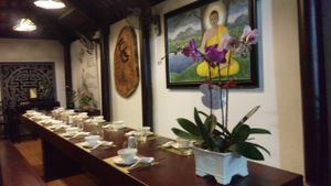 peaceful space at San May Vegetarian in Hue