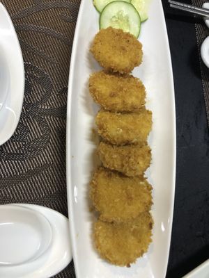 Tofu with flakes at San May Vegetarian in Hue