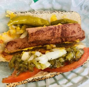 Impossible hot dog!   at Mustard's Last Stand - Harbor City Blvd in Melbourne