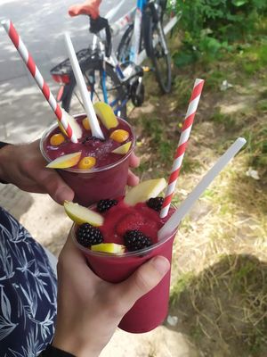 Red Boost and Blueberry Kale at The Juicery in Berlin