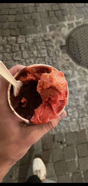 Dark choc, strawberry & raspberry at Grom - Santa Margherita in Milan