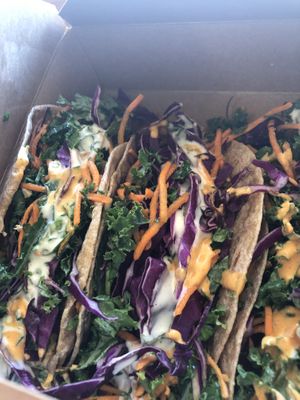Cauliflower tacos with chickpeas and kale    at Naked Lunch in Herndon