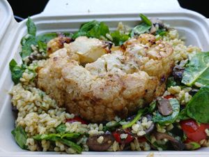 Cauliflower steak with chimichurri: I was pretty disappointed, tasted like vinegrette not chimichurri at Naked Lunch in Herndon