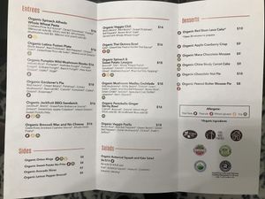 Fall menu  at GreenFare Organic Cafe in Herndon