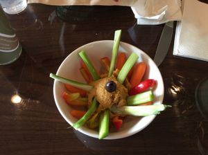 Hummus with crudités  at GreenFare Organic Cafe in Herndon