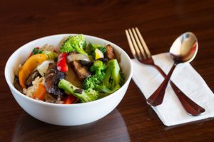 Portobello Mushroom Ginger Stir Fry at GreenFare Organic Cafe in Herndon