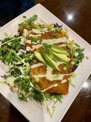 Organic Mushroom Medley Enchilada.   at GreenFare Organic Cafe in Herndon