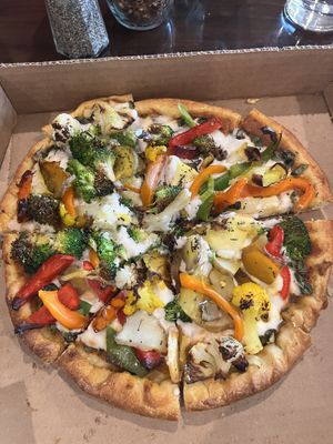 Absolutely divine roasted vegetable pizza  at GreenFare Organic Cafe in Herndon