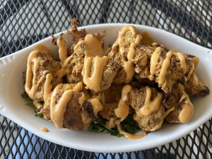 Buffalo cauliflower bites  at GreenFare Organic Cafe in Herndon