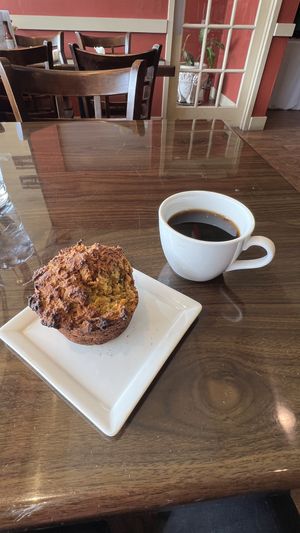 Turmeric, ginger, carrots, Muffin with mushroom coffee    at GreenFare Organic Cafe in Herndon