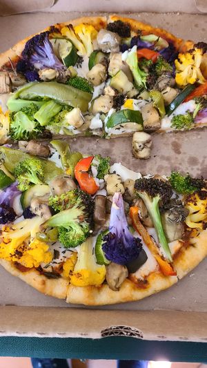 Roasted Vegetables Pizza at GreenFare Organic Cafe in Herndon