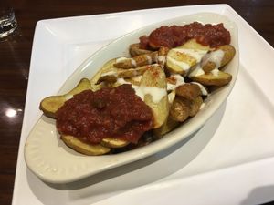 Organic Baked Patatas Bravas at GreenFare Organic Cafe in Herndon