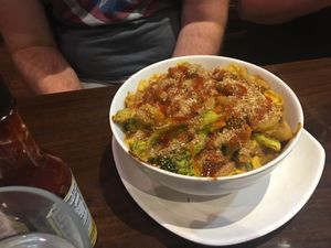 Mac & no cheese with broccoli  at GreenFare Organic Cafe in Herndon