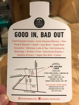 Address  at Be-Juiced in Hong Kong Island