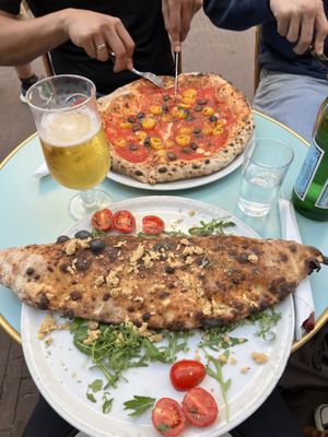 Vegan calzone and marinara myway  at Pizzeria Dope in Amsterdam
