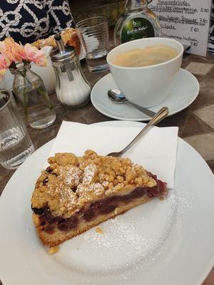 The best cherry streusel on earth at You're Welcome in Berlin