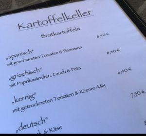 menu at You're Welcome in Berlin