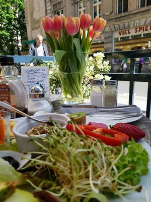 breakfast on a sunny day at You're Welcome in Berlin