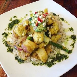 cauliflower curry at Luna Rotisserie & Empanadas in Durham