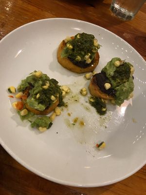 Appetizer: camote chimichurri  at Luna Rotisserie & Empanadas in Durham