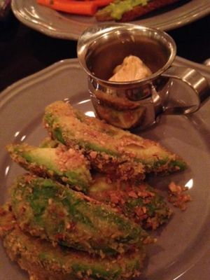 Almond-crusted avocado fries with aioli at Clovermint Cafe and Market in Dania Beach