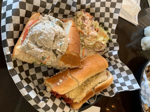 Sharing a Meatball hoagie and a Tuna hoagie  at Clovermint Cafe and Market in Dania Beach