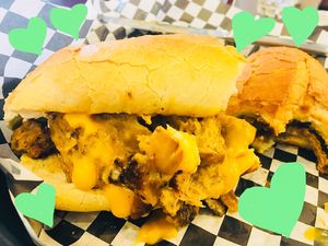 Seitan sandwich. The amazing French fries were gone too soon! at Clovermint Cafe and Market in Dania Beach