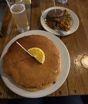 Penny Stack, all vegan. Pancakes (2) are huge!   at Backwater in Melbourne