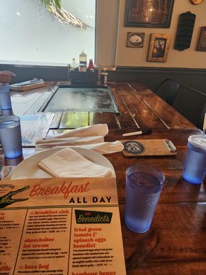 The Best tables have hot griddles! at Backwater in Melbourne