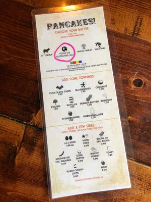 Pancake dry erase selection menu at Backwater in Melbourne