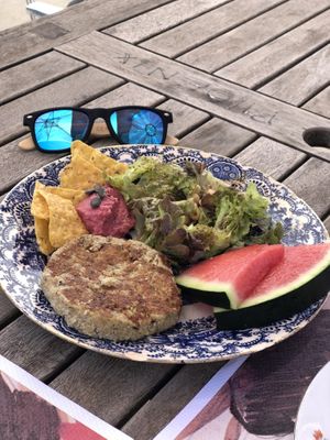 Burger without a bun.  at Vegans N' Roses in Castelldefels