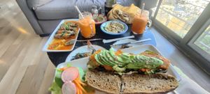 Several vegan dishes at Wild Jordan Cafe in Amman
