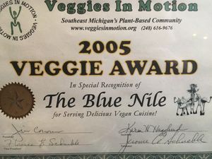 Veggie award at The Blue Nile in Ferndale