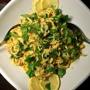 Butternut Zoodles in a creamy cashew, lemon and tahini Based sauce  at The Beet Retreat in Cooroibah