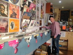 One of the owners with records at Vinyl in South East London