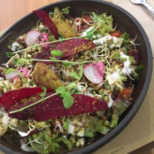 raw falafel  at Petit Brot - Cold Press Raw Eco in Barcelona