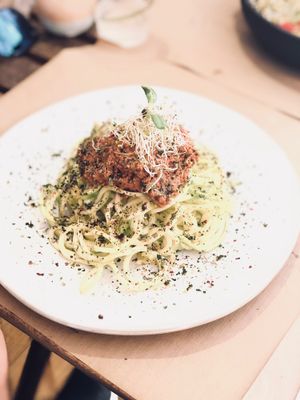 Spaghetti at Petit Brot - Cold Press Raw Eco in Barcelona