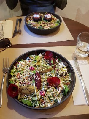 Our plates at Petit Brot - Cold Press Raw Eco in Barcelona