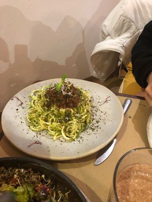 Espaguetis a la boloñesa  at Petit Brot - Cold Press Raw Eco in Barcelona