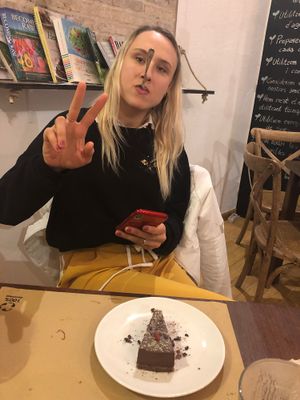 Chocolate cake 7,50€  at Petit Brot - Cold Press Raw Eco in Barcelona